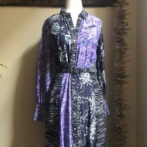 Floral Zebra Print Dress with snap front H&M